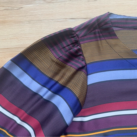 LOFT bubble Sleeve Striped blouse multicolor size XS - Picture 10 of 14